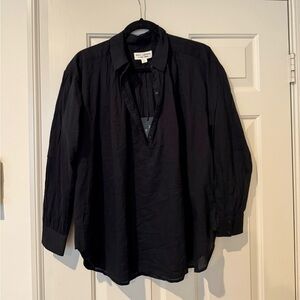 Nili Lotan Black Cotton Button Down Shirt